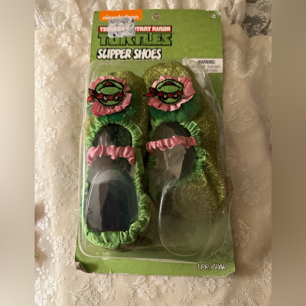 New Teenage Mutant Ninja Turtles Dress Up Girl Slipper Shoes OPEN / Resealed